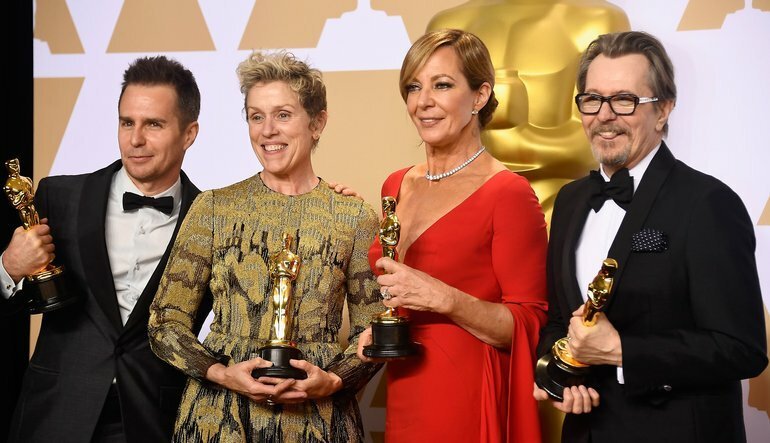 Un'immagine dei vincitori dell'ultima edizione degli Academy Awards
