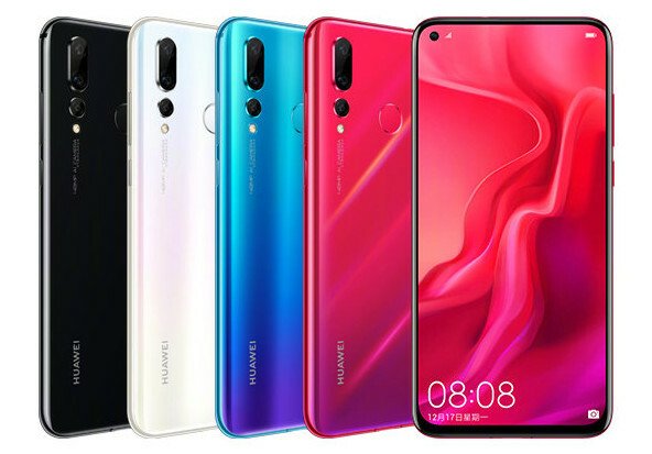 Immagine stampa di Huawei Nova 4 in diverse colorazioni