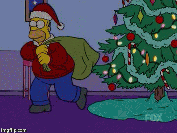 Homer intorno all'albero di Natale