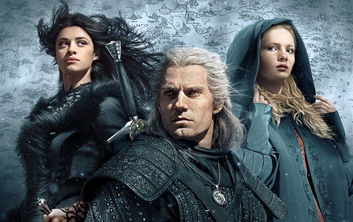 I tre protagonisti nel poster di The Witcher