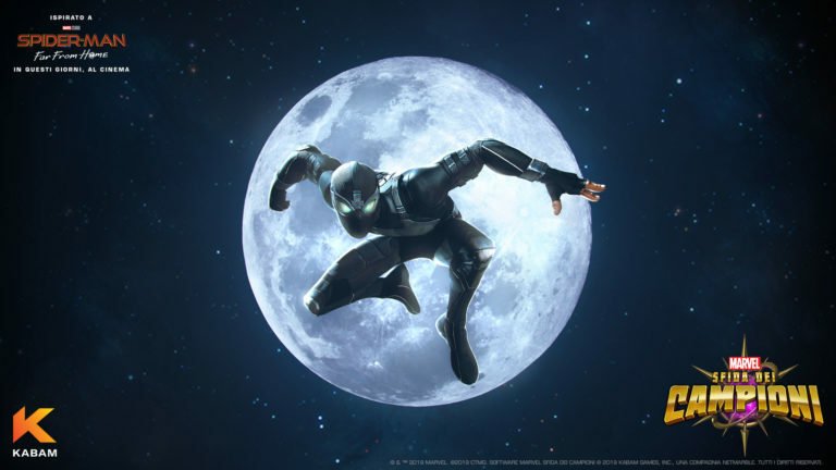 Spider-Man con la Stealth Suit in un poster promozionale del gioco Marvel - Sfida dei Campioni