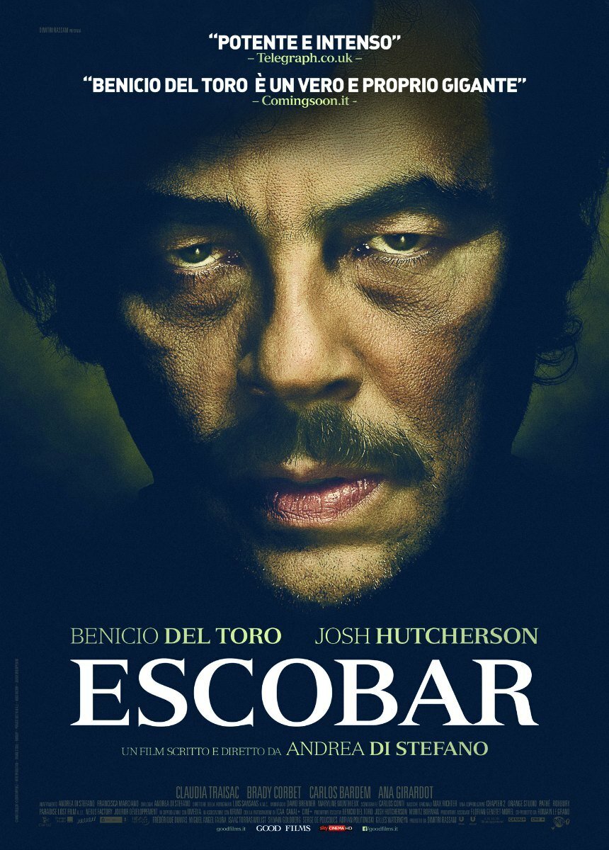 Escobar il poster del film con Benicio Del Toro