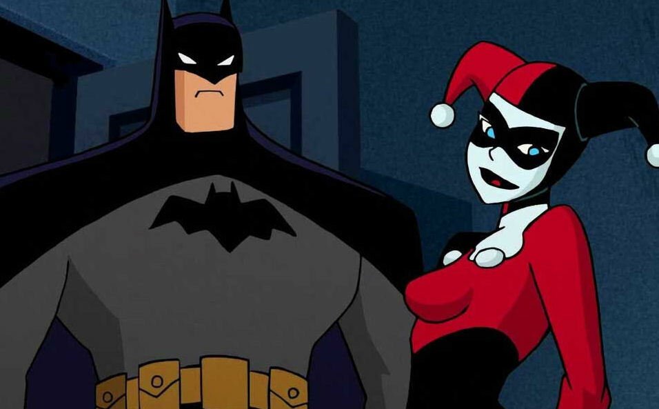 Mezzibusti di Batman e Harley Quinn in versione cartoon