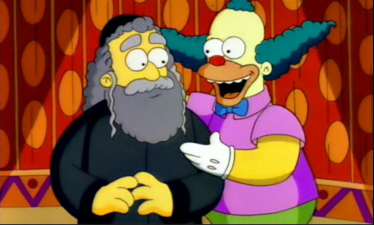 Krusty il Clown insieme a suo padre, il Rabbino 