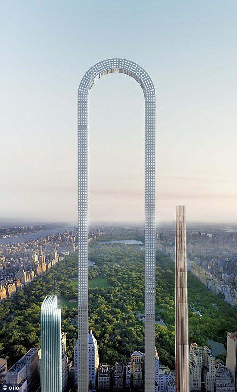 Un rendering sull'edificio The Big Bend che dovrebbe essere costruito a New York