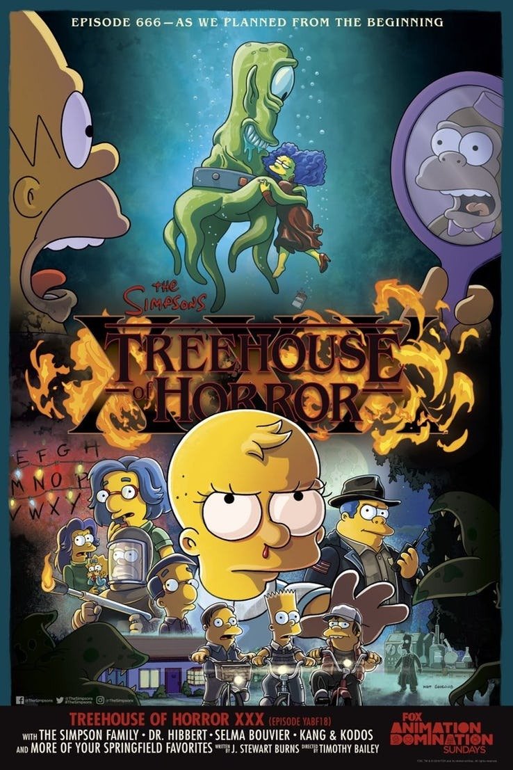 I protagonisti dei Simpson nel poster de La paura fa novanta