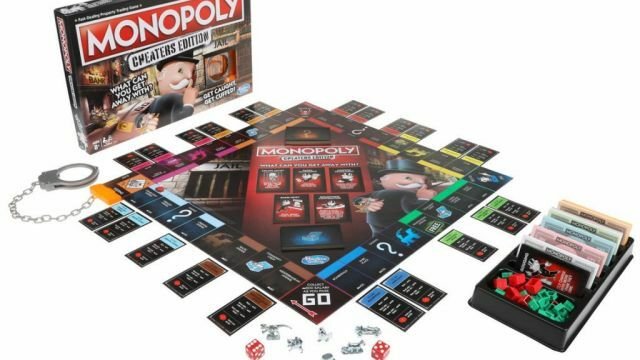Dettagli sul contenuto della scatola dell'edizione Monopoly Cheater's Edition