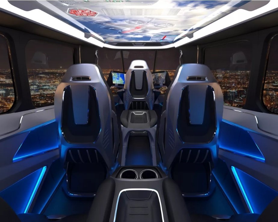 Sedili e cabina interna del taxi volante presentato al CES 2019