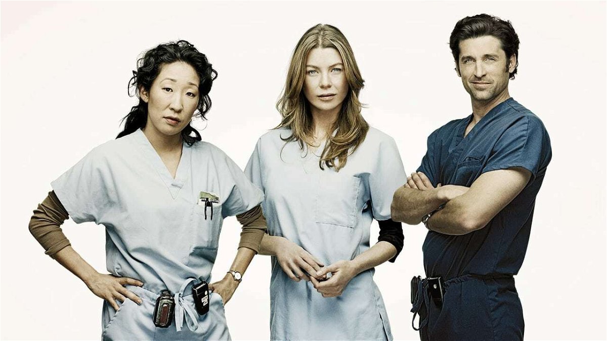Un'immagine promozionale della prima stagione di Grey's Anatomy con i tre protagonisti