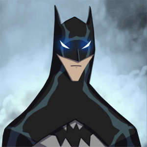 Batman in una GIF in cui apre gli occhi
