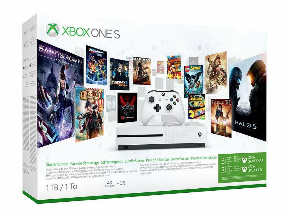 Immagine stampa del bundle Xbox One S + 3 mesi Gamepass + 3 mesi Xbox Live Gold