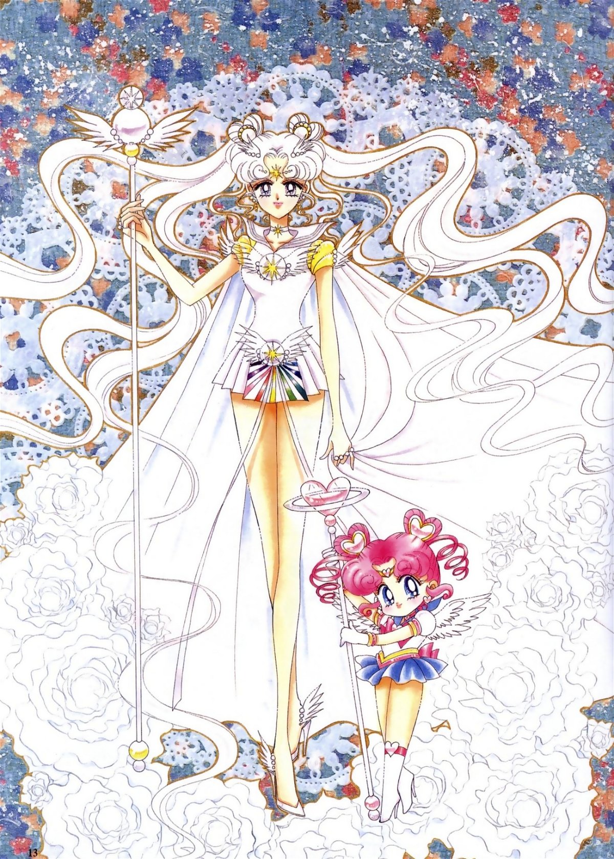 Sailor Cosmos e Chibi Chibi disegnate da Naoko Takeuchi