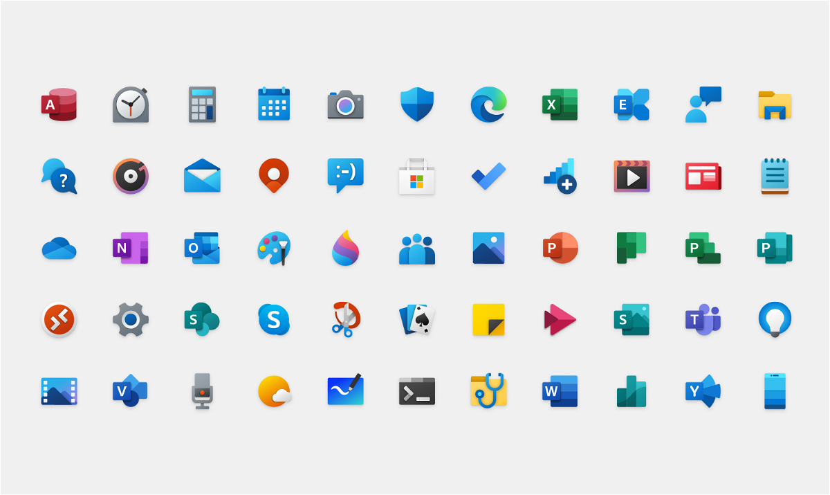 Il set di icone in Fluent Design in arrivo su Windows 10