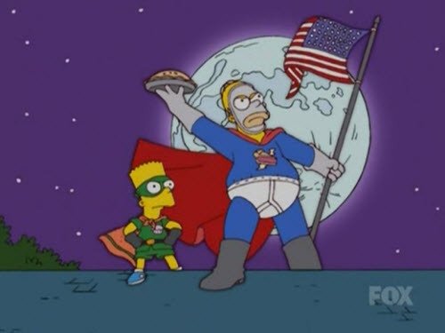 Homer e Bart nell'episodio L'Uomo Torta de I Simpson