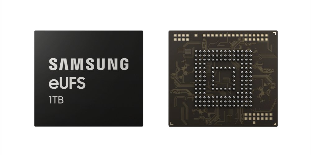 Immagine stampa del chip eUFS 2.1 da 1TB di Samsung