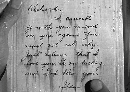 La lettera scritta da Ilsa Lund Laszlo a Rick Blaine in Casablanca