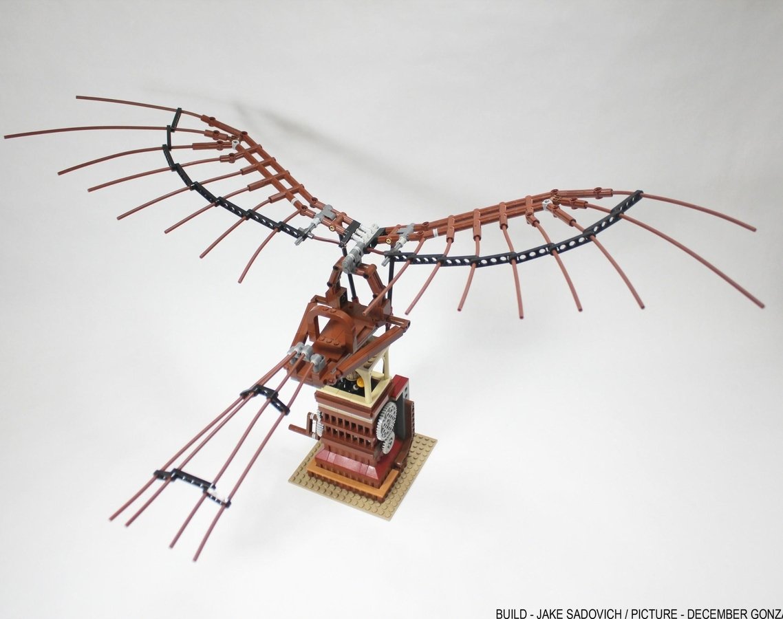 Come appare il set Ornitottero di Leonardo da Vinci di LEGO dall'alto
