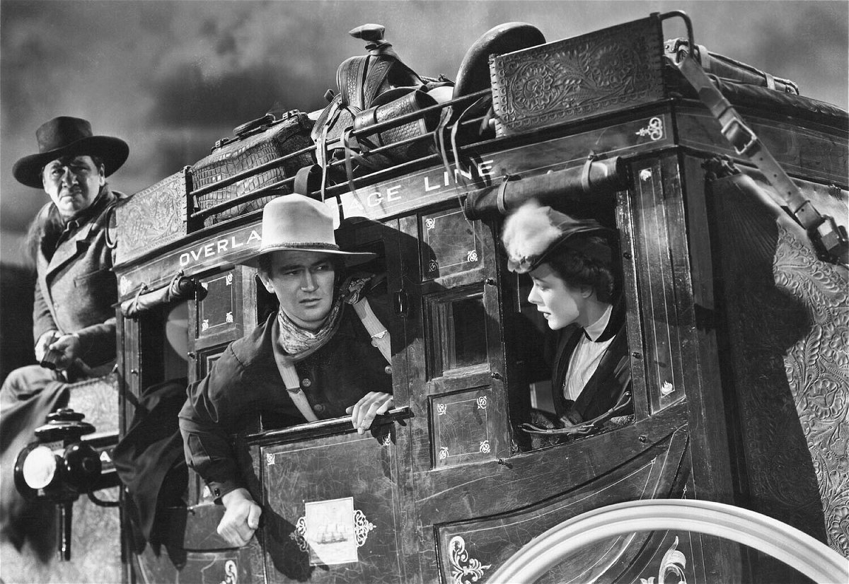John Wayne a bordo della diligenza di Ombre Rosse