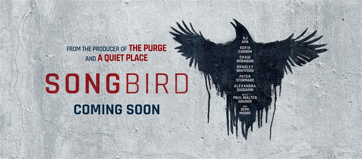 Songbird, il banner pubblicitario con un uccello nero