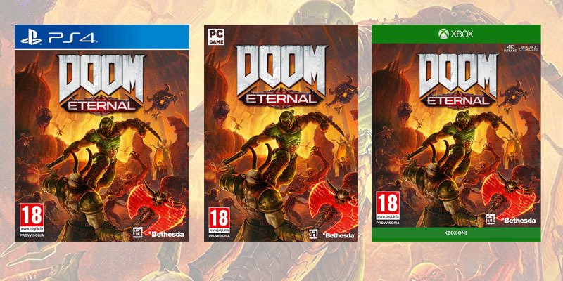 La boxart di Doom Eternal su PC, PS4 e Xbox One