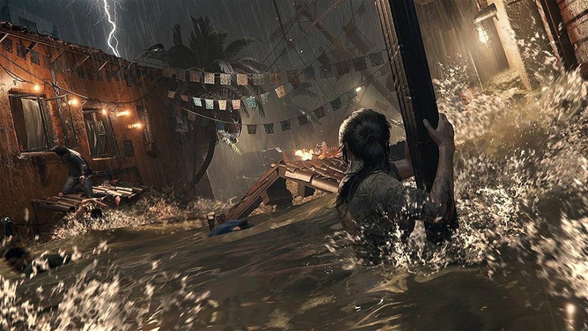 Lara affronta uno tsunami in Shadow of the Tomb Raider