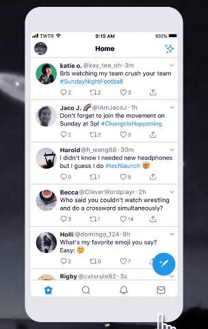 Clicca per vedere l'immagine originale Una GIF mostra come accedere alla fotocamera in-app di Twitter