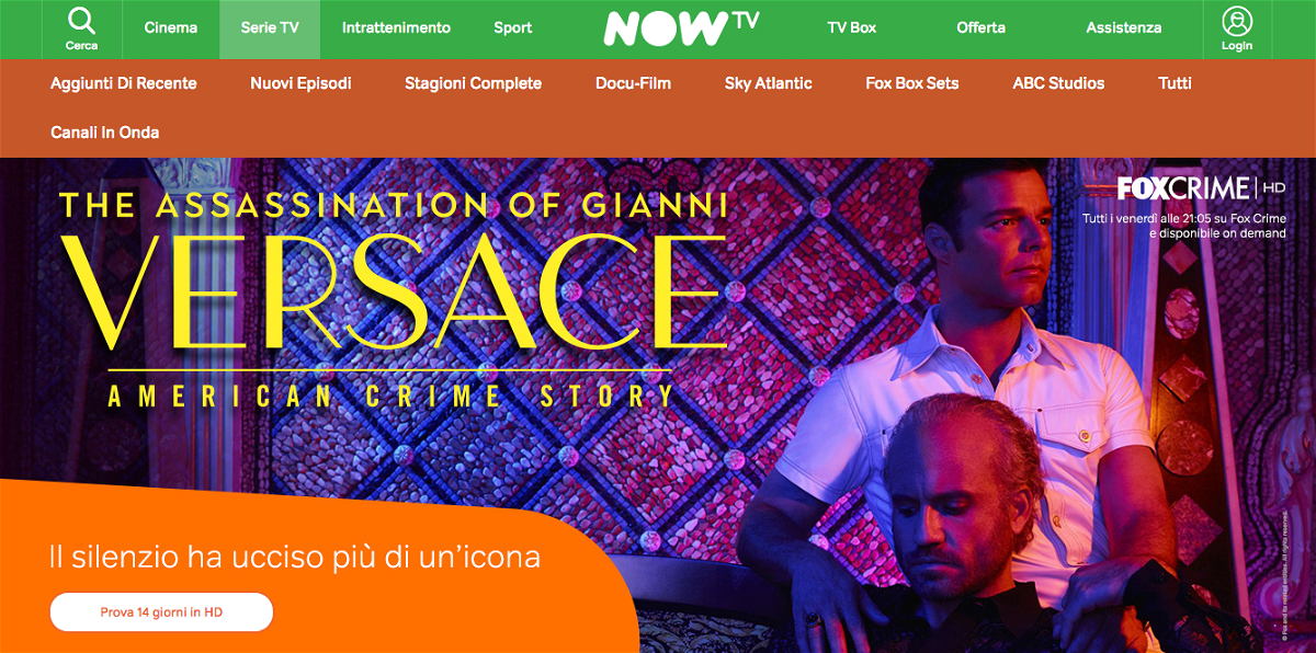 Pagina dedicata a L'Assassinio di Gianni Versace in streaming su NOW TV