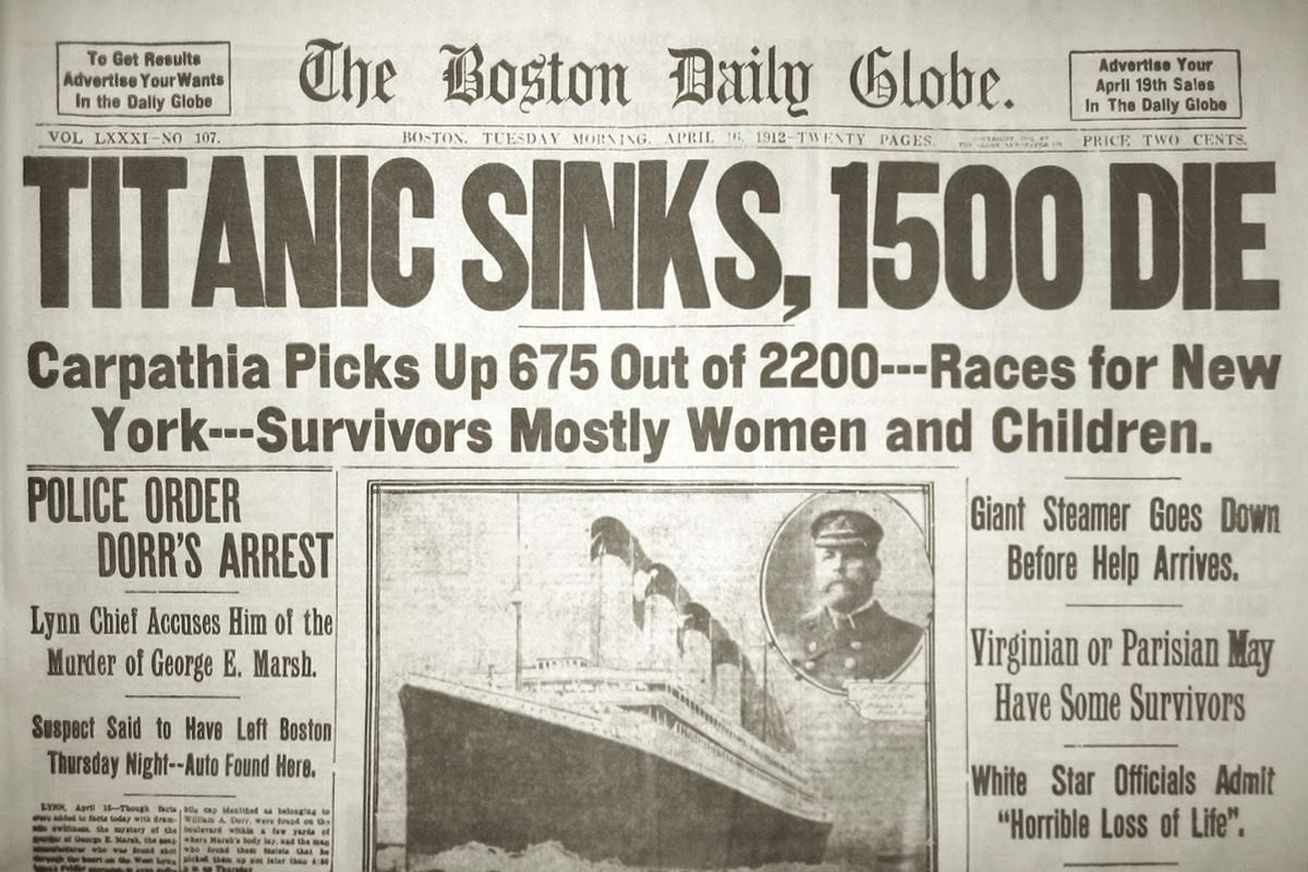 La notizia dell'affondamento del Titanic