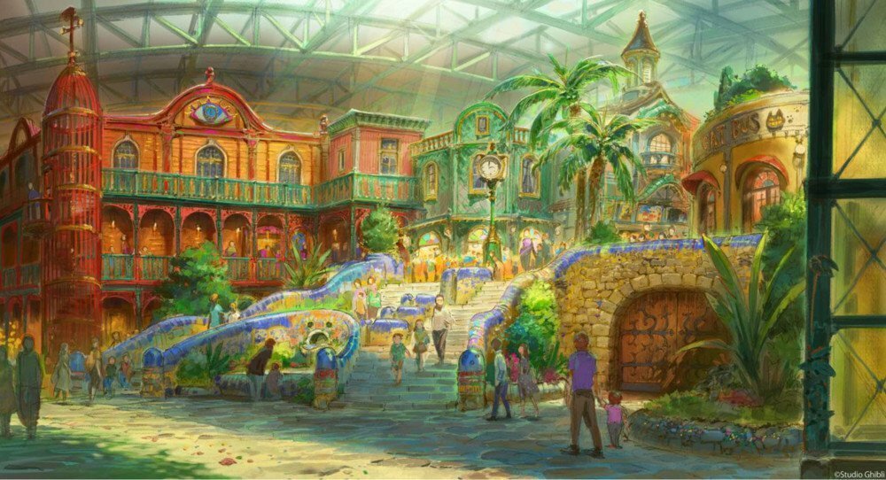 Studio Ghibli Theme Park: concept art mostra alcuni dettagli di una delle cinque aree del parco a tema 