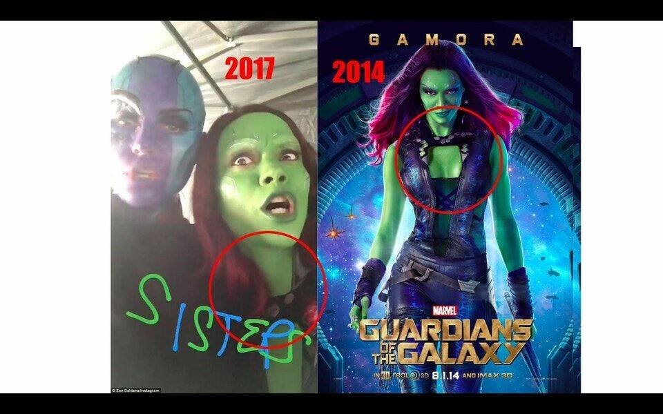 L'immagine di Nebula e Gamora che avvalorerebbe la teoria dei viaggi nel tempo