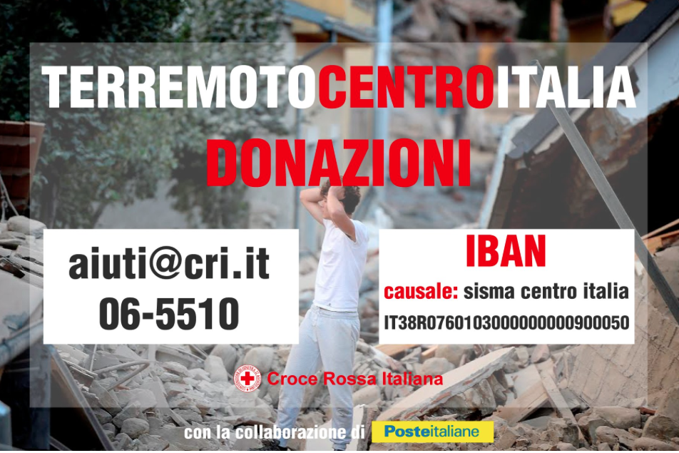 Le informazioni per effettuare una donazione per l'emergenza Terremoto in Centro Italia 