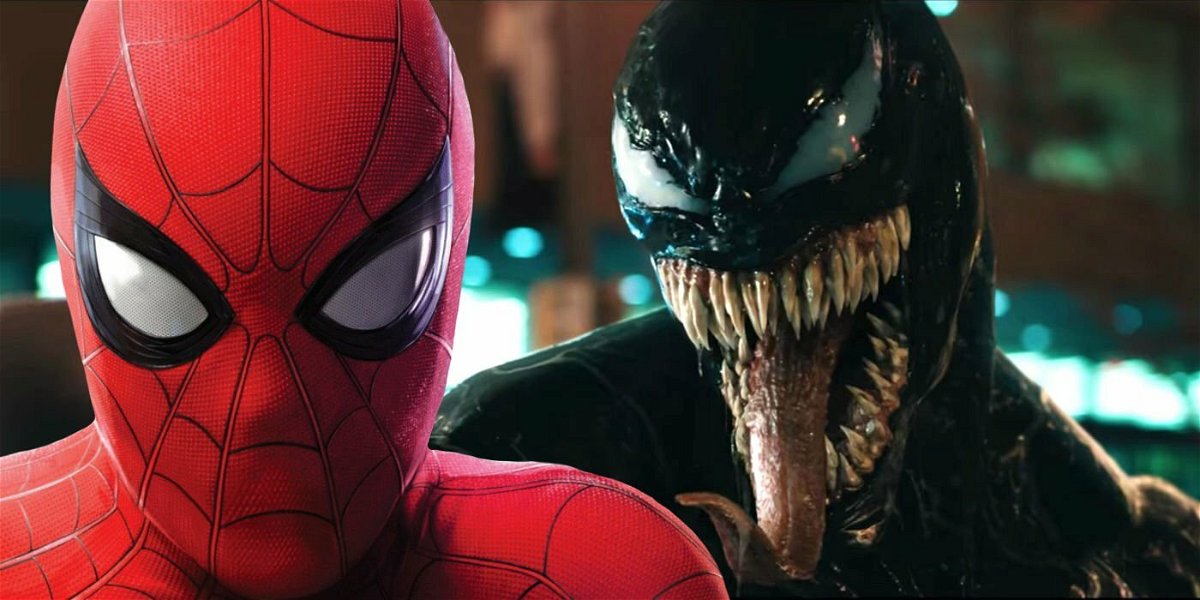 Spider-Man (Tom Holland) a sinistra e Venom (Tom Hardy) a destra