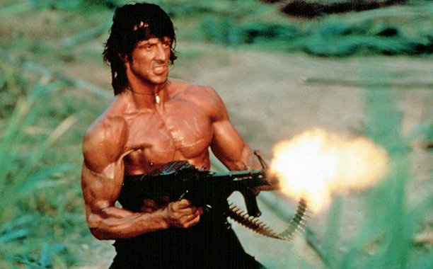 Sylvester Stallone nei panni di Rambo