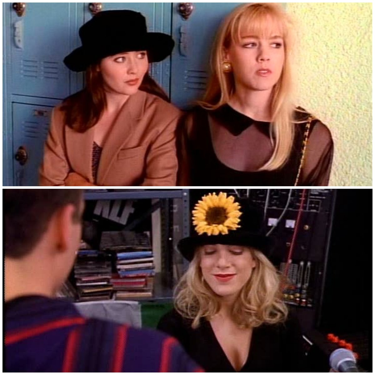 Brenda e Donna indossano dei cappelli in Beverly Hills 90210