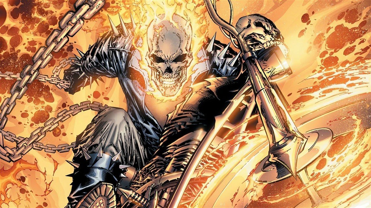 Ghost Rider avvolto tra le fiamme infernali