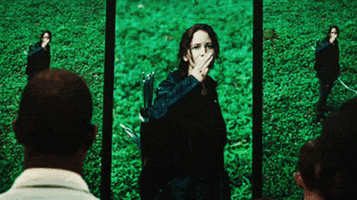 Katniss fa il segno della rivoluzione