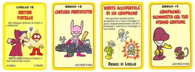 Quattro carte in italiano di Super Munchkin