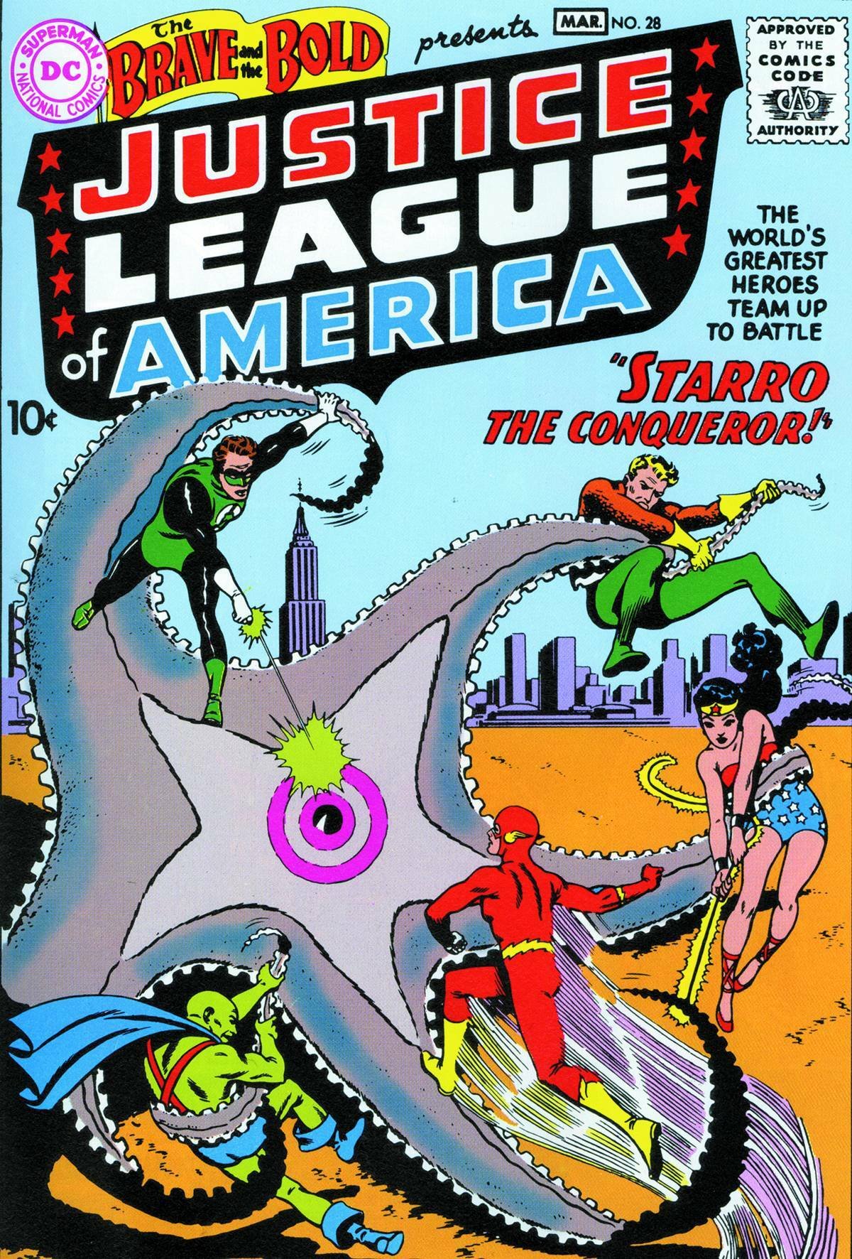 La Justice League sulla copertina di Brave and the Bold Vol 1 #28