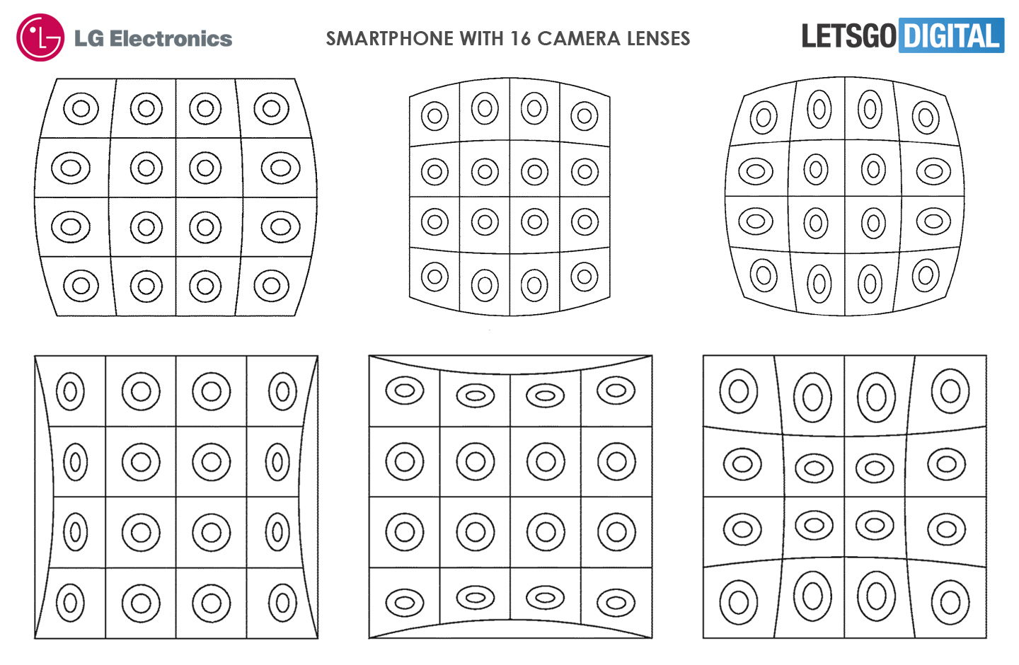 Clicca per vedere l'immagine originale Il disegno della griglia fotografica 4X4 inserita nel brevetto di LG