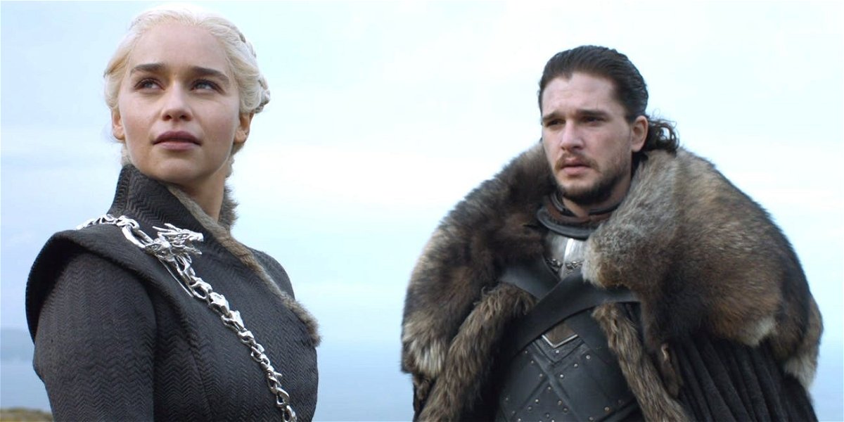 Emilia Clarke e Kit Harington in Game of Thrones 7