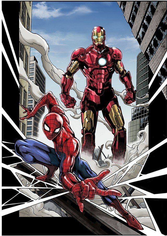 Iron Man e Spider-Man disegnati da mangaka