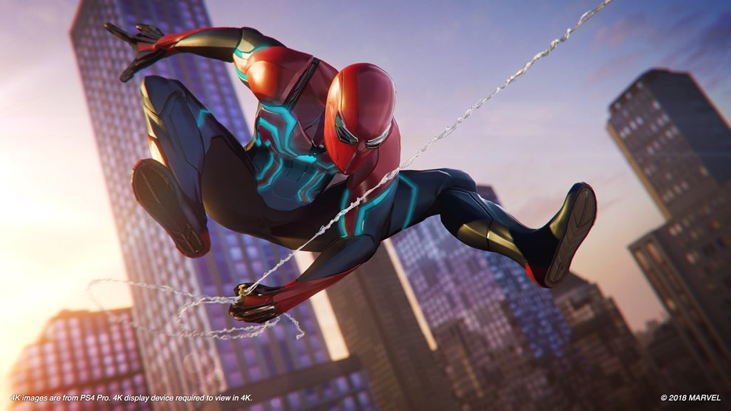 Spider-Man con uno dei numerosi costumi del gioco