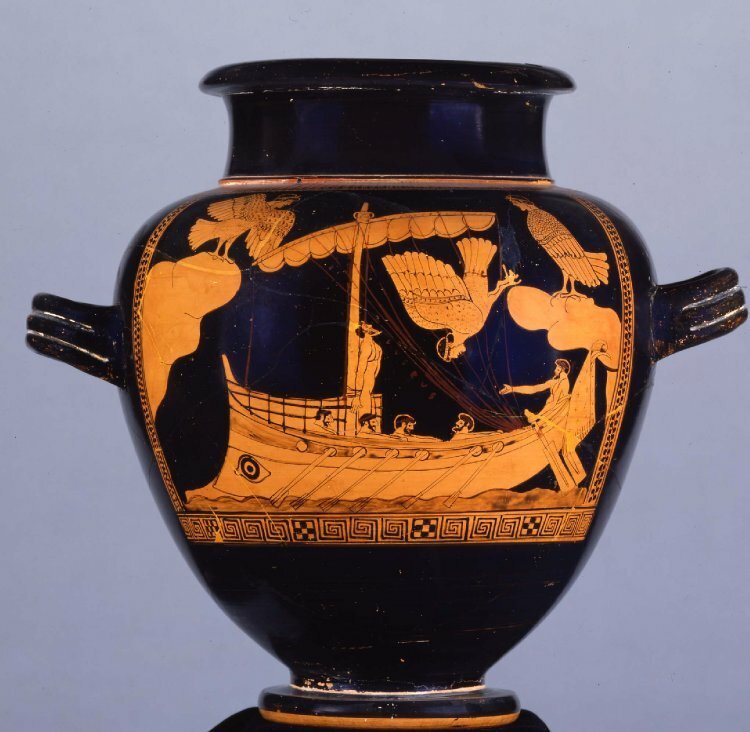 Il Siren Vase che mostra Una scena di Ulisse tratta dall'Odissea