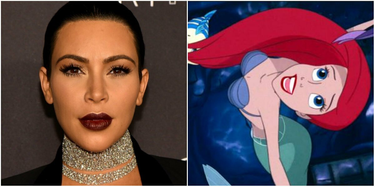 Un collage tra il volto di Kim Kardashian e Ariel
