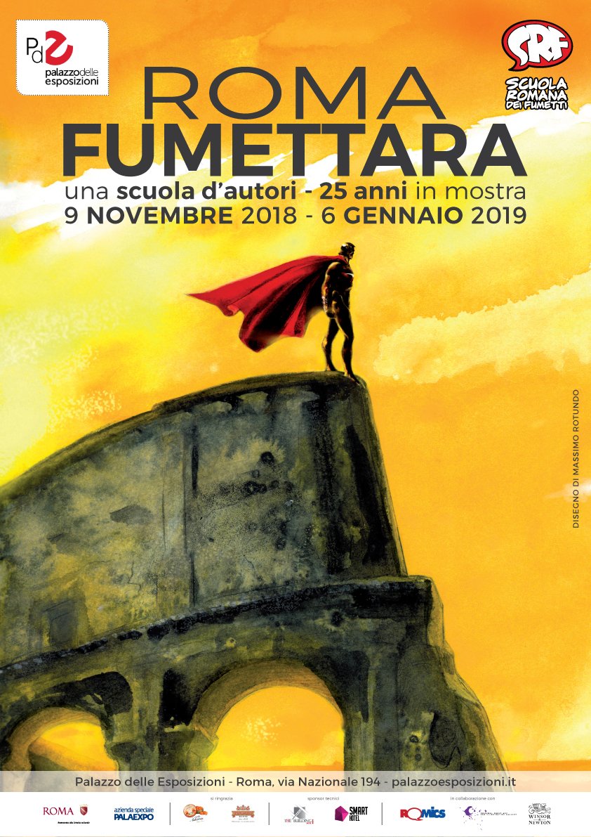 La locandina di Roma Fumettara, la mostra dedicata agli autori della Scuola Romana di Fumetti