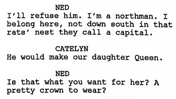 Lo script di GoT della Cushing Memorial Library: Ned, Catelyn e Sansa regina