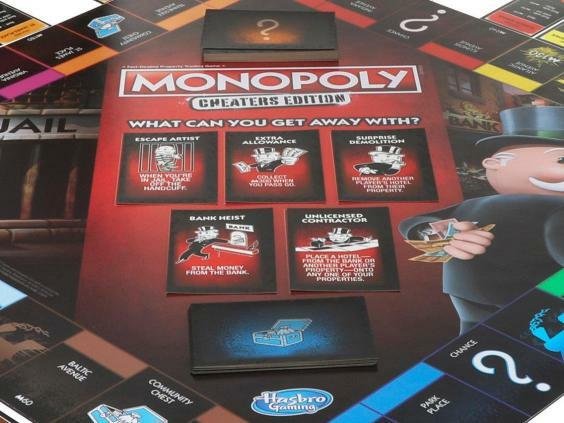 Primo piano della plancia di gioco dell'edizione Monopoly Cheater's Edition