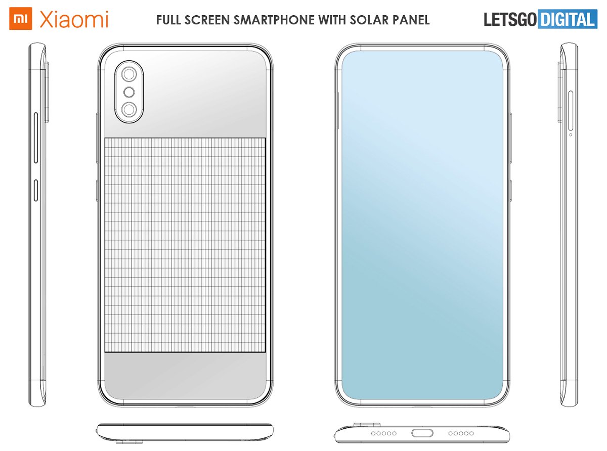 Le immagini dello smartphone con pannello solare brevettato da Xiaomi