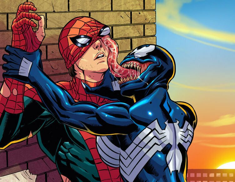 Uno scontro tra Spider-Man e She-Venom nei fumetti Marvel