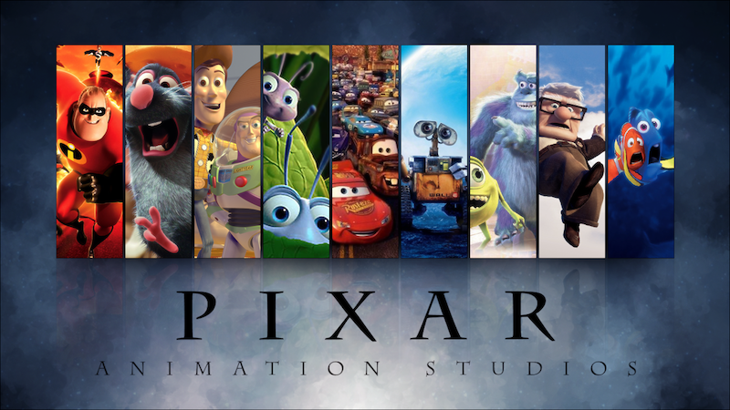 Il logo Pixar con alcuni dei personaggi principali